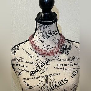 Handmade beaded knitted necklace with metal mesh bracelet